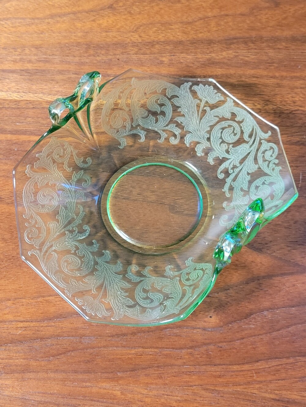 Vintage Fostoria Uranium Glass Candy Dish